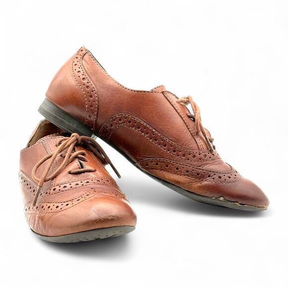Nurture Avvery Derby Oxford Shoes Wingtip Lace-up Academia Women 6 Brown Leather - Picture 7 of 9